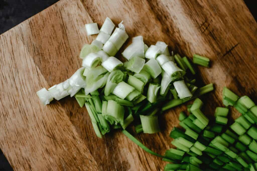 Chopped Chives on A Wooden Board