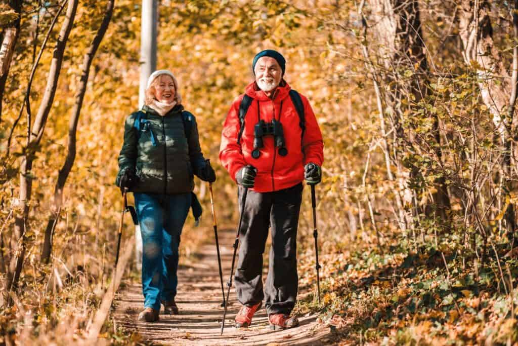 Hiking in The Mountains with Poles